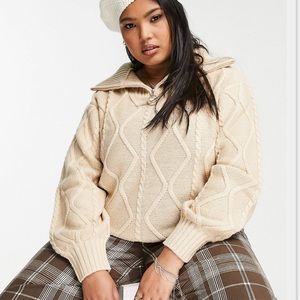 Violet Romance @ ASOS | Cable Knit half-zip sweater | PLUS SIZE